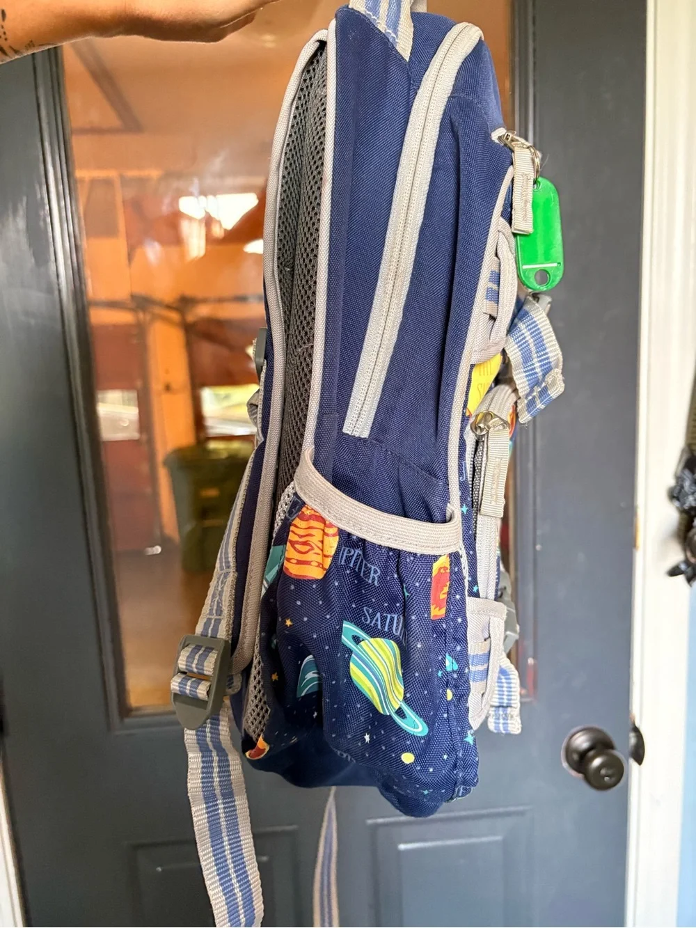 Pottery Barn Kids Navy Blue Space Backpack with Colorful Planets